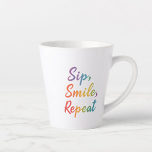 Caneca De Café Latte Pequena lama de luz - 12 oz Sip, Smile, Repete