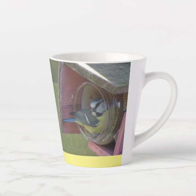 Caneca De Café Latte Pequenas aves bonitas Design latte mug (Direita)