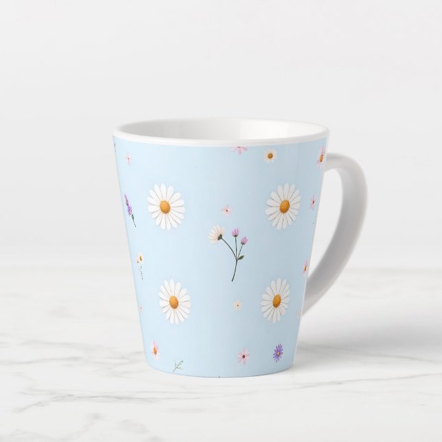 Caneca De Café Latte Pequenas Florações Lilás (Ângulo direito)