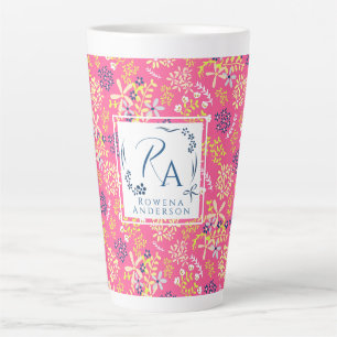 Caneca De Café Latte Pequenas flores de Buquê Cherry