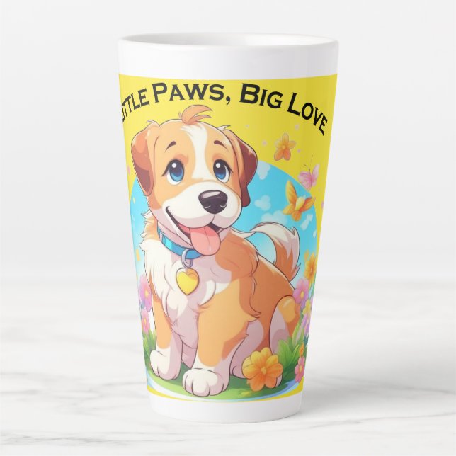 Caneca De Café Latte Pequenas Patas Bonitas Grande Amor (Frente)