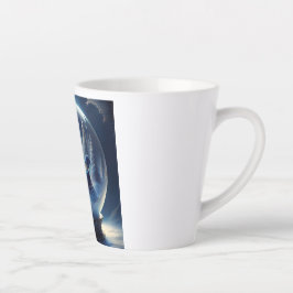 Caneca De Café Latte Pequenas Pessoas Num Globo De Neve