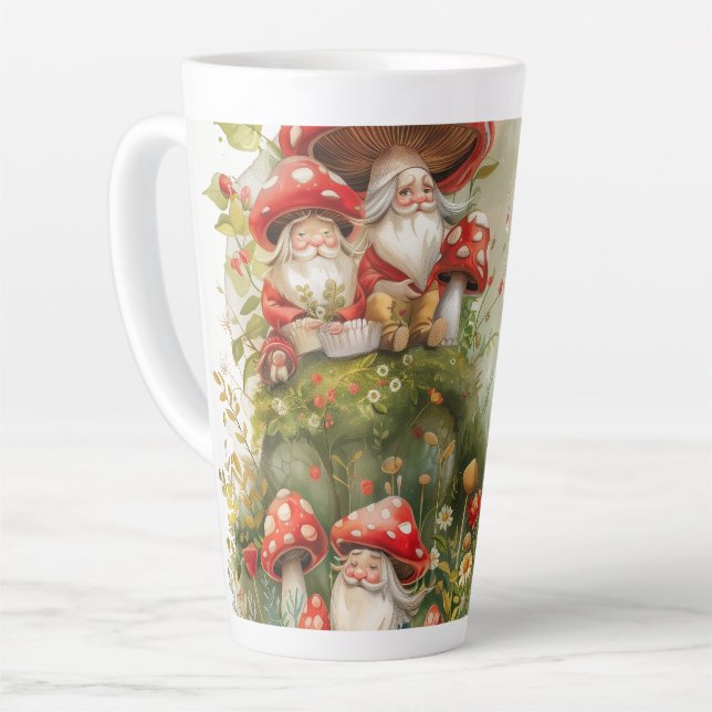 Caneca De Café Latte Pequenos Gnomos e Ferramentas Arte Digital (Ângulo esquerdo)