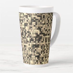 Caneca De Café Latte Pequenos quadrados ou azulejos, beges ou caquis