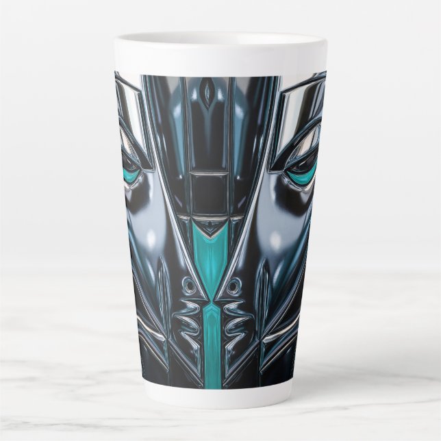 Caneca De Café Latte Perfil Teal e Prata (Frente)