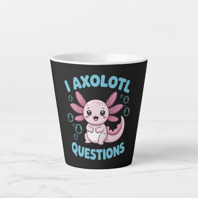 Caneca De Café Latte Perguntas do Axolote (Frente)