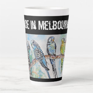 Caneca De Café Latte Periquito Australiano Passaro Feito Em Melbourne A