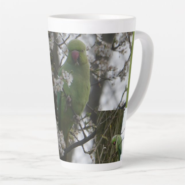 Caneca De Café Latte Periquito de rosa em flecha (Ângulo direito)
