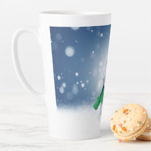 Caneca De Café Latte Personagem adorável de boneco de neve de Natal do 