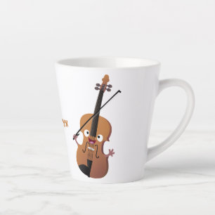 Caneca De Café Latte Personagem de desenho animado musical de violino e