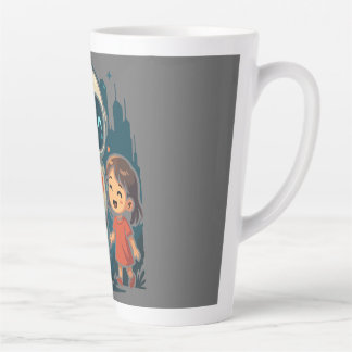 Caneca De Café Latte Personagens de IA e Robô – Coleção de Design Futur