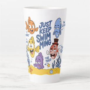 Caneca De Café Latte Personagens de Peixes Engraçados