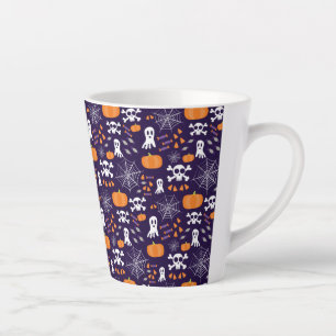 Caneca De Café Latte Personagens Divertidos e Assustadores de Halloween