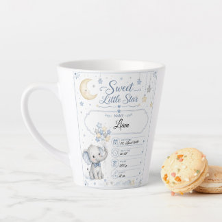Caneca De Café Latte Personalisierbare Baby Geburtstafel mit Elefant