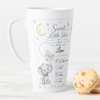 Caneca De Café Latte Personalisierbare Baby Geburtstafel mit Elefant