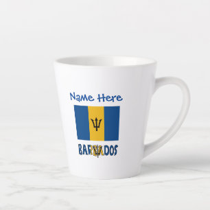 Caneca De Café Latte Personalização Azul da Bandeira de Barbados