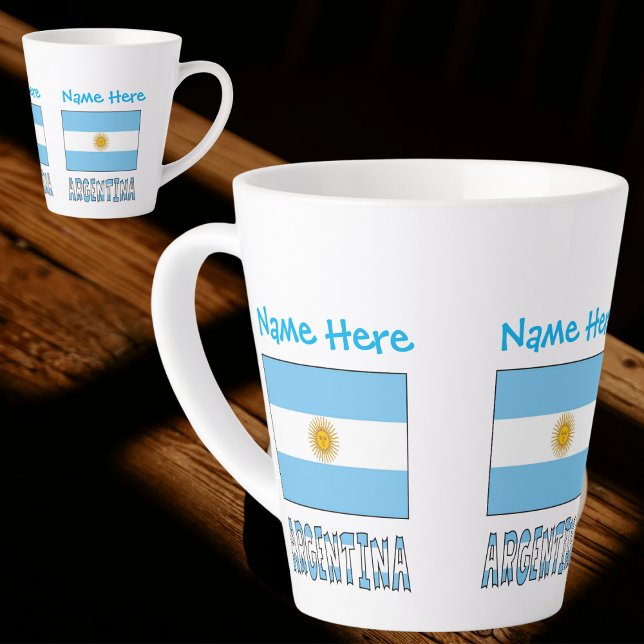 Caneca De Café Latte Personalização Azul do Sinalizador Argentina (Criador carregado)