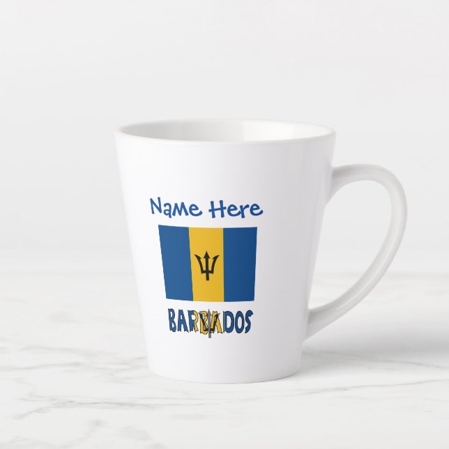 Caneca De Café Latte Personalização Azul do Sinalizador Barbados (Direita)
