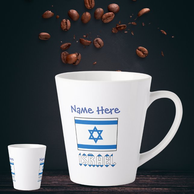 Caneca De Café Latte Personalização Azul do Sinalizador Israelense e Is (Criador carregado)