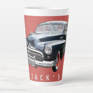 Caneca De Café Latte Personalização de Buick Preto Vintage 1940s