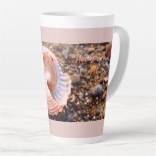 Caneca De Café Latte Personalização de Foto de Praia e Seashell