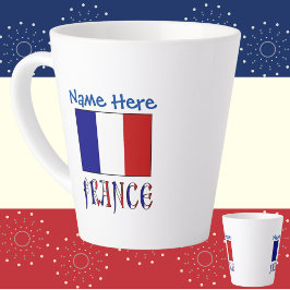 Caneca De Café Latte Personalização Pequena Azul da Bandeira Francesa e