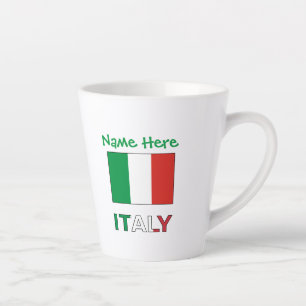 Caneca De Café Latte Personalização verde da bandeira italiana e da Itá