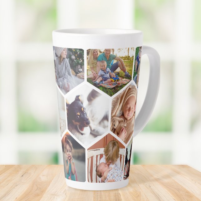 Caneca De Café Latte Personalizadas Fotos Personalizadas da Família Hon (Honeycomb Family Mug: A Creative Way to Display Your Memories)