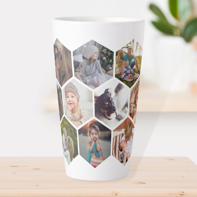 Caneca De Café Latte Personalizadas Fotos Personalizadas da Família Hon (Design Your Own Honeycomb Family Mug: Fun and Creative)