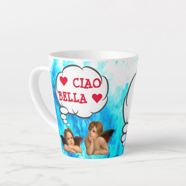 Caneca De Café Latte Personalizado: CIAO BELLA: (Ângulo esquerdo)