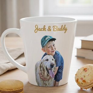 Caneca De Café Latte Personalizado Com Foto Do Cachorro E Imagem Do Pro