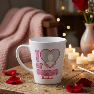 Caneca De Café Latte Personalizado Eu Amo Minha Namorada – Adicionar Fo
