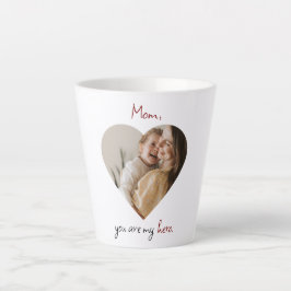 Caneca De Café Latte Personalizado: "Mãe, Você É Meu Herói".