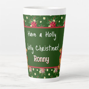 Caneca De Café Latte Personalizado Tenha Um Natal Holly Jolly