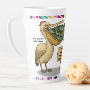 Caneca De Café Latte Personalizar: Bico brilhante do pelicano Pierre