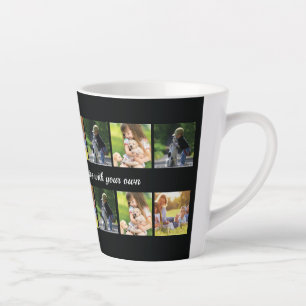 Caneca De Café Latte Personalizar imagem de colagem e texto em lata