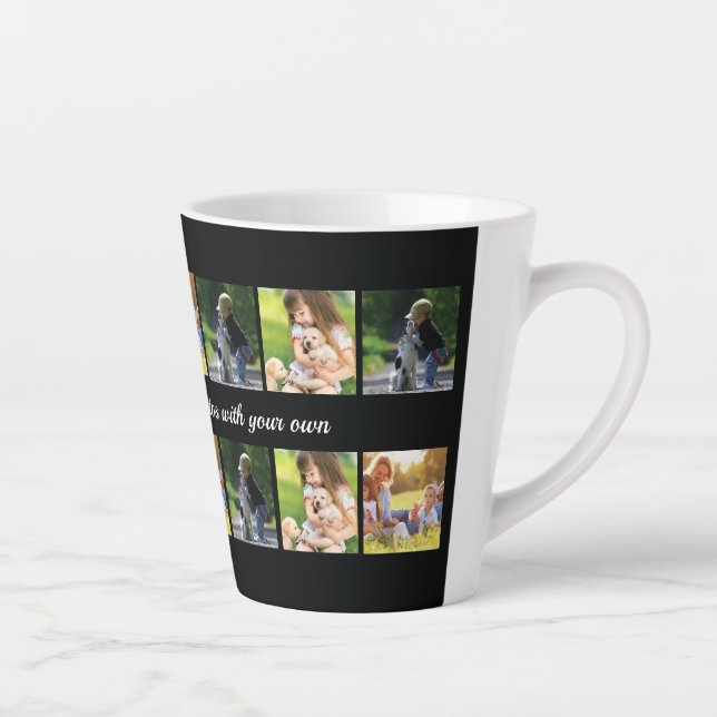 Caneca De Café Latte Personalizar imagem de colagem e texto em lata (Direita)