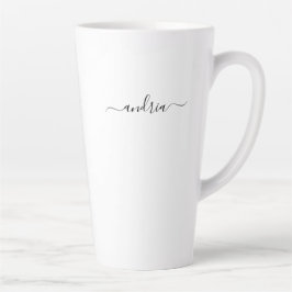 Caneca De Café Latte Personalizar nome no script preto