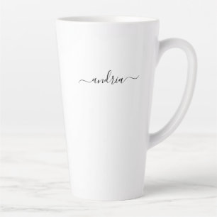 Caneca De Café Latte Personalizar nome no script preto