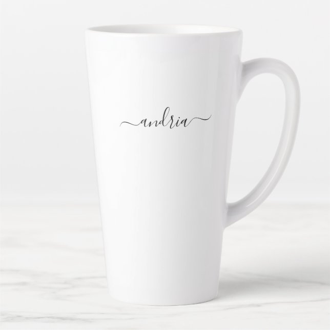 Caneca De Café Latte Personalizar nome no script preto (Direita)