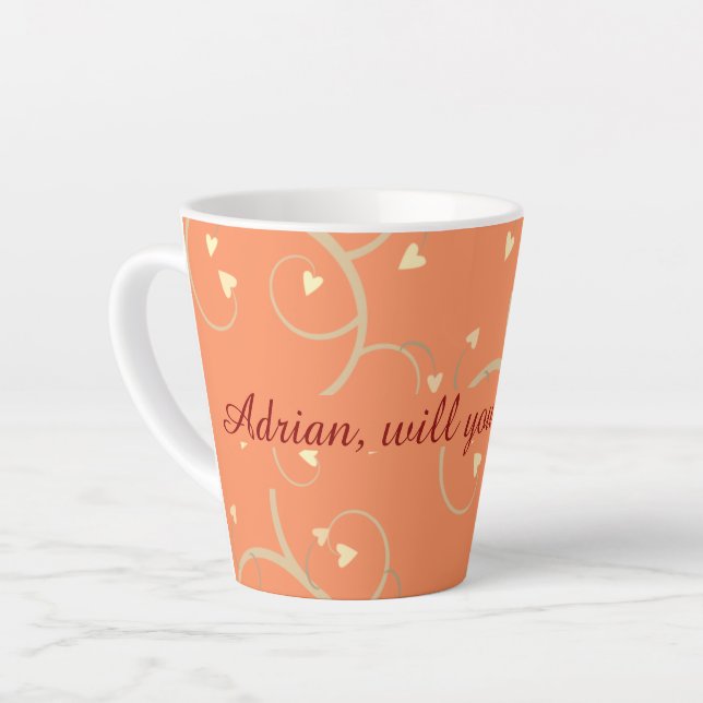 Caneca De Café Latte Personalizar Proposta de Casamento Surpresa (Ângulo esquerdo)