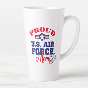 Caneca De Café Latte Personalize a etiqueta de cão da Força Aérea ameri