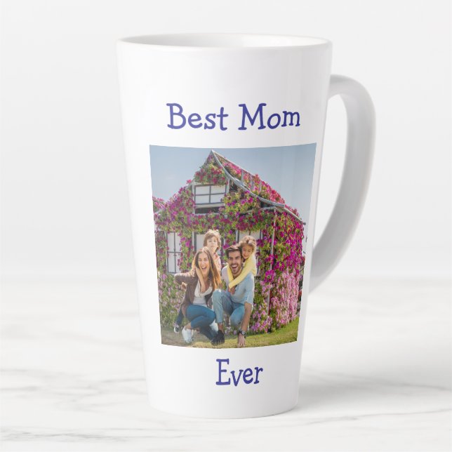 Caneca De Café Latte Personalize a melhor mãe de todos os tempos (Ângulo direito)