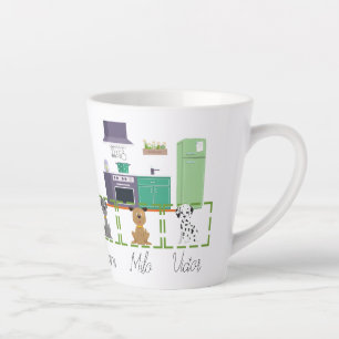 Caneca De Café Latte Personalize com 1-3 cães, fotos e nomes