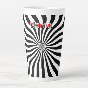 Caneca De Café Latte Personalize Preto Branco Geo
