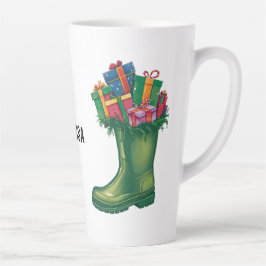 Caneca De Café Latte Personalize Santa's New Boots