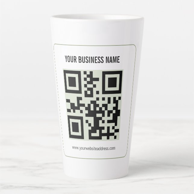 Caneca De Café Latte Personalize Seu Modelo de Nome de Negócio de Códig (Frente)