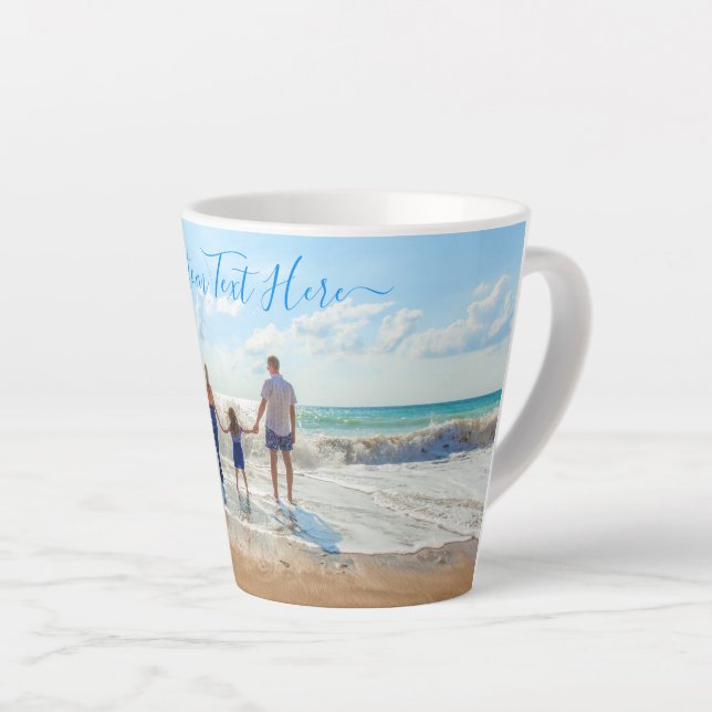 Caneca De Café Latte Personalize seu texto fotográfico Latte Mug com no (Ângulo direito)