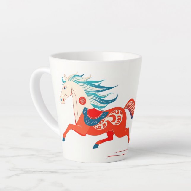 Caneca De Café Latte Personalized 2026 Year Of The Horse Birthday (Ângulo esquerdo)