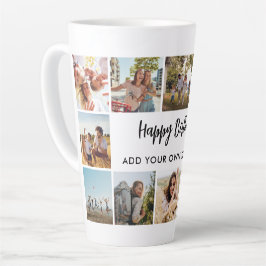 Caneca De Café Latte Personalized Birthday Photo Collage Mug